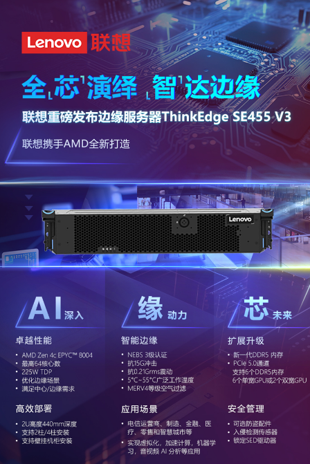 挑战极致！联想携手AMD打造全新边缘服务器ThinkEdge SE455 V3